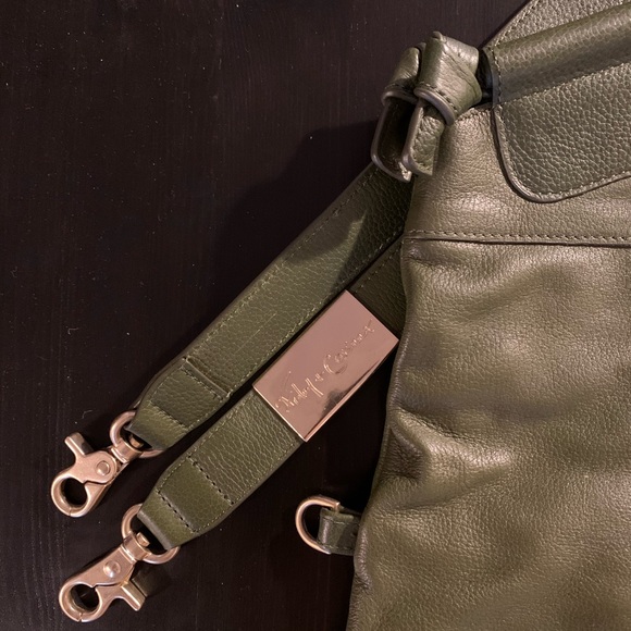 Large Foley + Corrina Green Leather Tote Bag - Picture 6 of 11